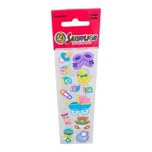 Vtg rare SandyLion baby stickers stroller blocks duck diaper pins teddy bear